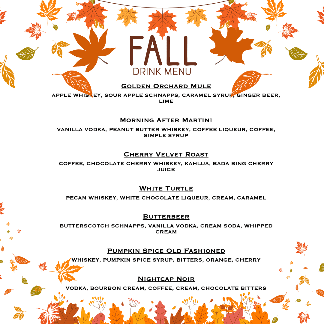 Fall Drink Menu March Drink Menu